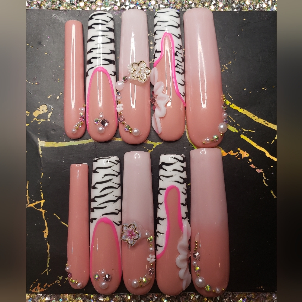 Handmade 3XL square hard gel press on nails size medium